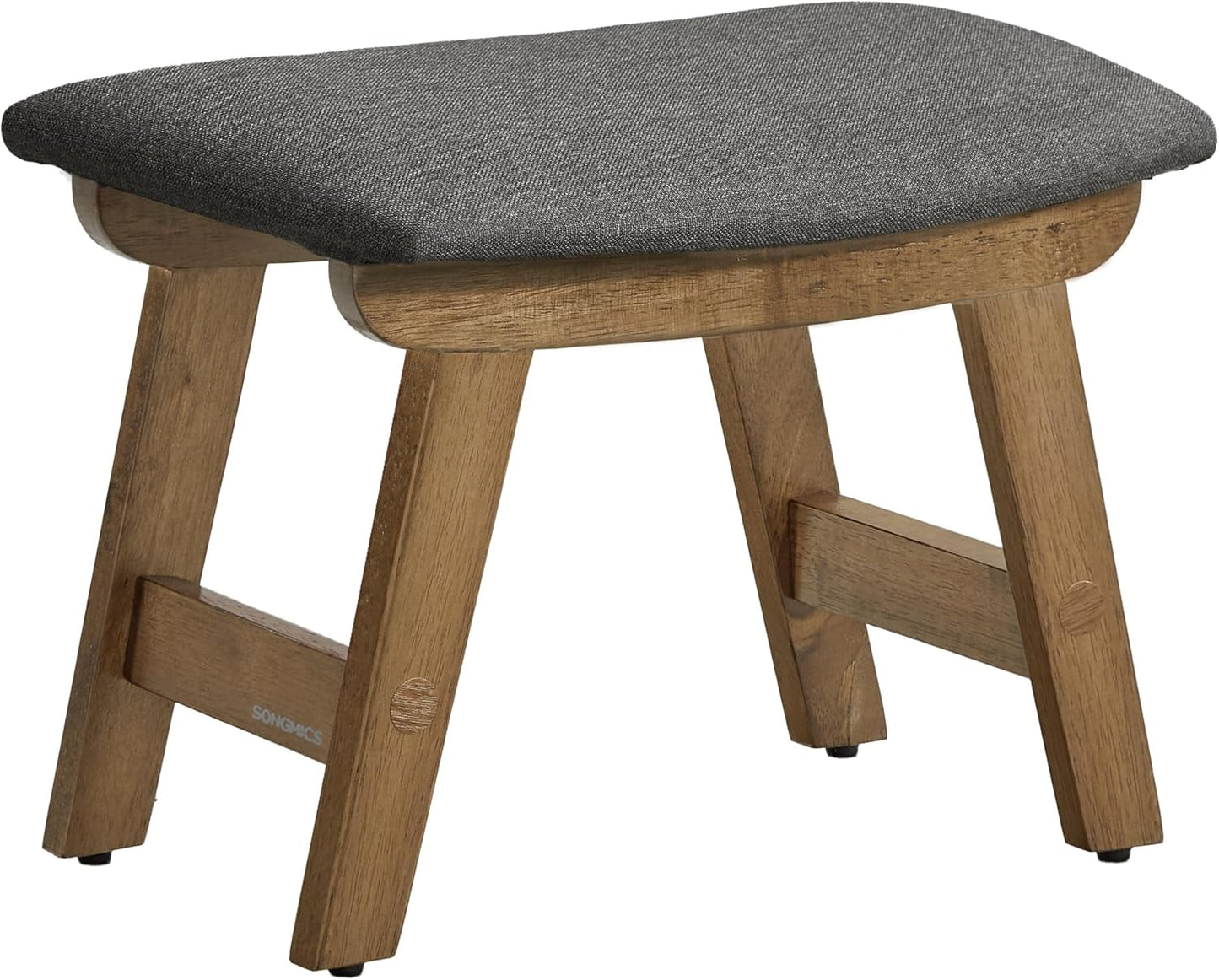 SONGMICS Foot Stool Ottoman, Padded Foot Rest Under Desk with Solid Wood Frame, Removable Cover, for Living Room, 9.8 x 15.4 x 11.8 Inches, Summer Sand and Brown ULSF052LF01