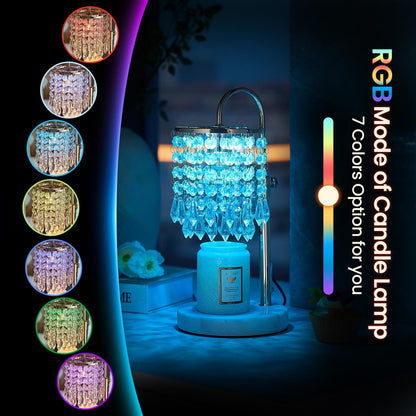Candle Warmer Lamp with Timer Dimmer and 3 Bulbs, Lamp Candle Warmer with Marble Base,Wax Melt Warmer for Jar Candles, Birthday Gifts for Women Mom, House Warming Gifts New Home Decor (RGB-Black)