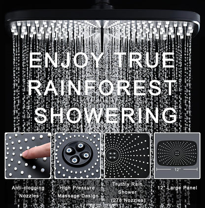 Rain Shower Head with Handheld Showerhead, Black 1.75GPM 460311
