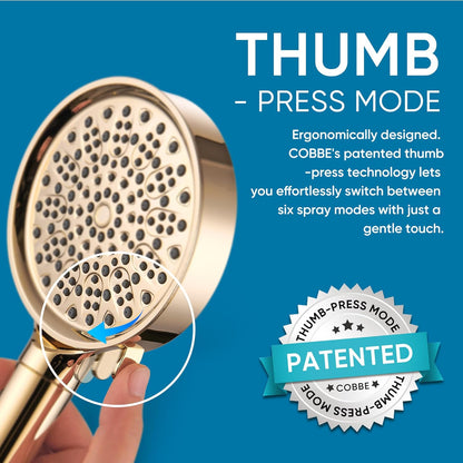 Cobbe Filtered Shower Head with Handheld, High Pressure 6 Spray Mode Showerhead with Filters, Water Softener Filters Beads for Hard Water - Remove Chlorine - Reduces Dry Itchy Skin, Chrome