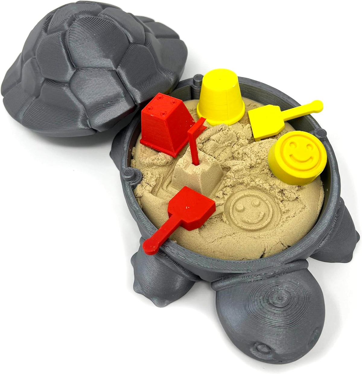 Munnygrubbbers - Mini Desktop Turtle Sand Box - 6 x 6 in - Stress Relief - Made in USA - Includes Moldable Play Sand and Mini Tool - Novelty Gift - Desktop Decor - Zen Garden - (Green)