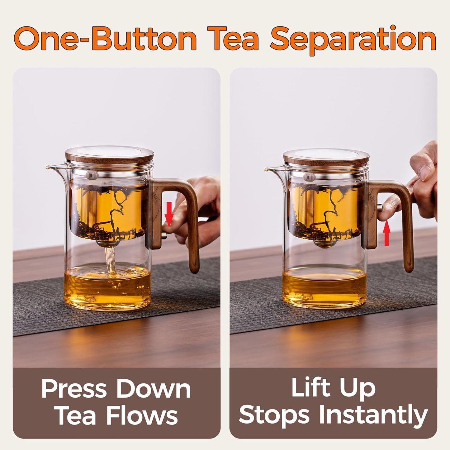 Enchanted Tea Pot, Magic Tea Pot for Loose Leaf Tea Steeper, Heat Resistant Borosilicate Glass Teapot with Tea Infuser, Ideal Gift for Tea Lovers - 20 oz (600 ml)