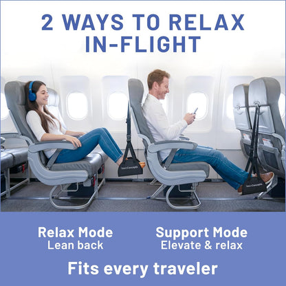 BASIC CONCEPTS Airplane Adjustable Foot Hammock (2 Pack), Perfect or Office Footrest to Relax Your Feet (Memory Foam) - for Travel Accessories, Desk Hammock, Comfy Hanger