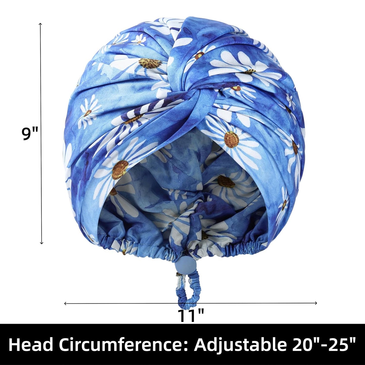 Adjustable Silk Satin Bonnet for Sleeping Hair Wrap, Double Layer Sleep Cap, Night Turban for Large Long Curly Braid Women Men Hair - Matcha Green