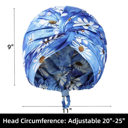 Adjustable Silk Satin Bonnet for Sleeping Hair Wrap, Double Layer Sleep Cap, Night Turban for Large Long Curly Braid Women Men Hair - Matcha Green