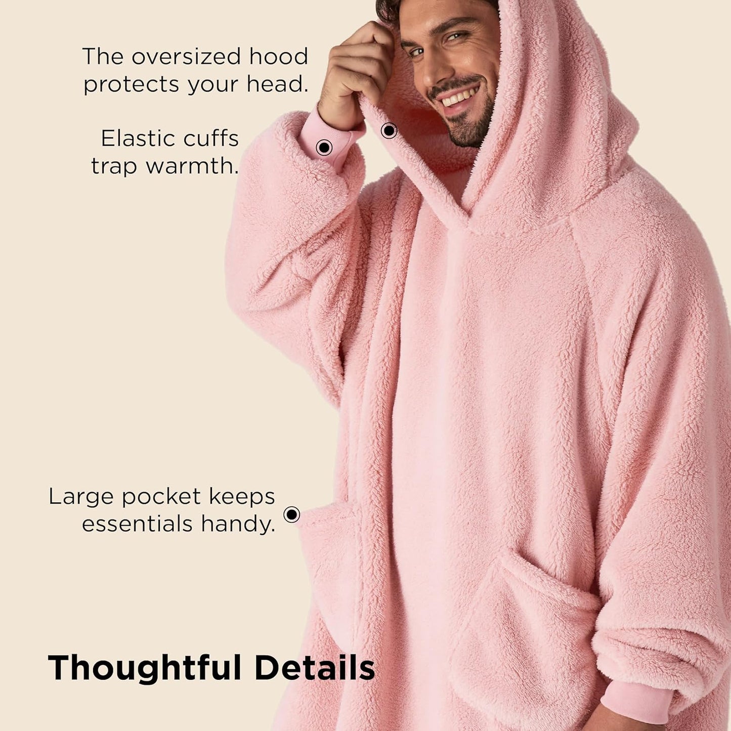 Bedsure Wearable Blanket Hoodies, Blanket Hoodie as Mothers Day Birthday Gifts for Mom Women, Warm Cozy Soft Sweatshirt Hooded Blankets for Women Men Adults, Grey, Standard