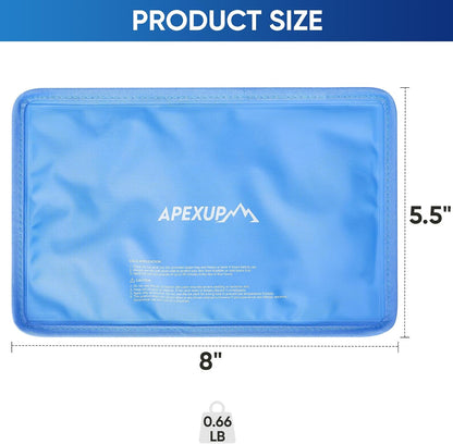 APEXUP Gel Ice Packs for Injuries Reusable, Flexible Double Sided Cold Packs for Injuries, Ice Pack for Knee, Shoulder, Back, Hip, Leg, Arm (Blue, 11.5"x7.5", 1PK)
