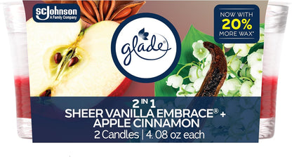 Glade 1-Wick Scented Candle Jar, Clean Linen, Air Freshener Infused with Essential Oils, 4.08 Oz, 2 Count
