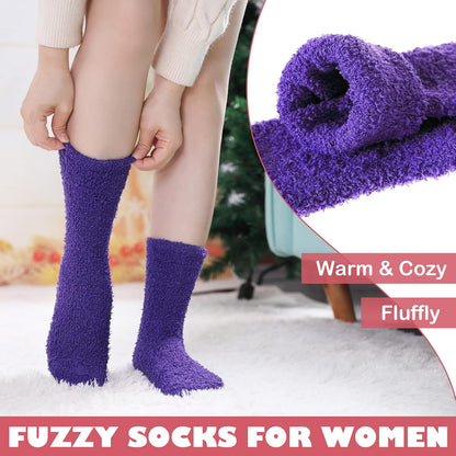 LINEMIN Womens Fuzzy Socks Cozy Fluffy Winter Warm Slipper Socks Microfiber Soft Home Sleeping Socks