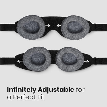 Manta Slim Sleep Mask – Ultra-Light Blackout Eye Mask with Adjustable Eye Cups, Above-the-Ear Elastic Strap, Minimalist Low-Profile Design for Better Rest