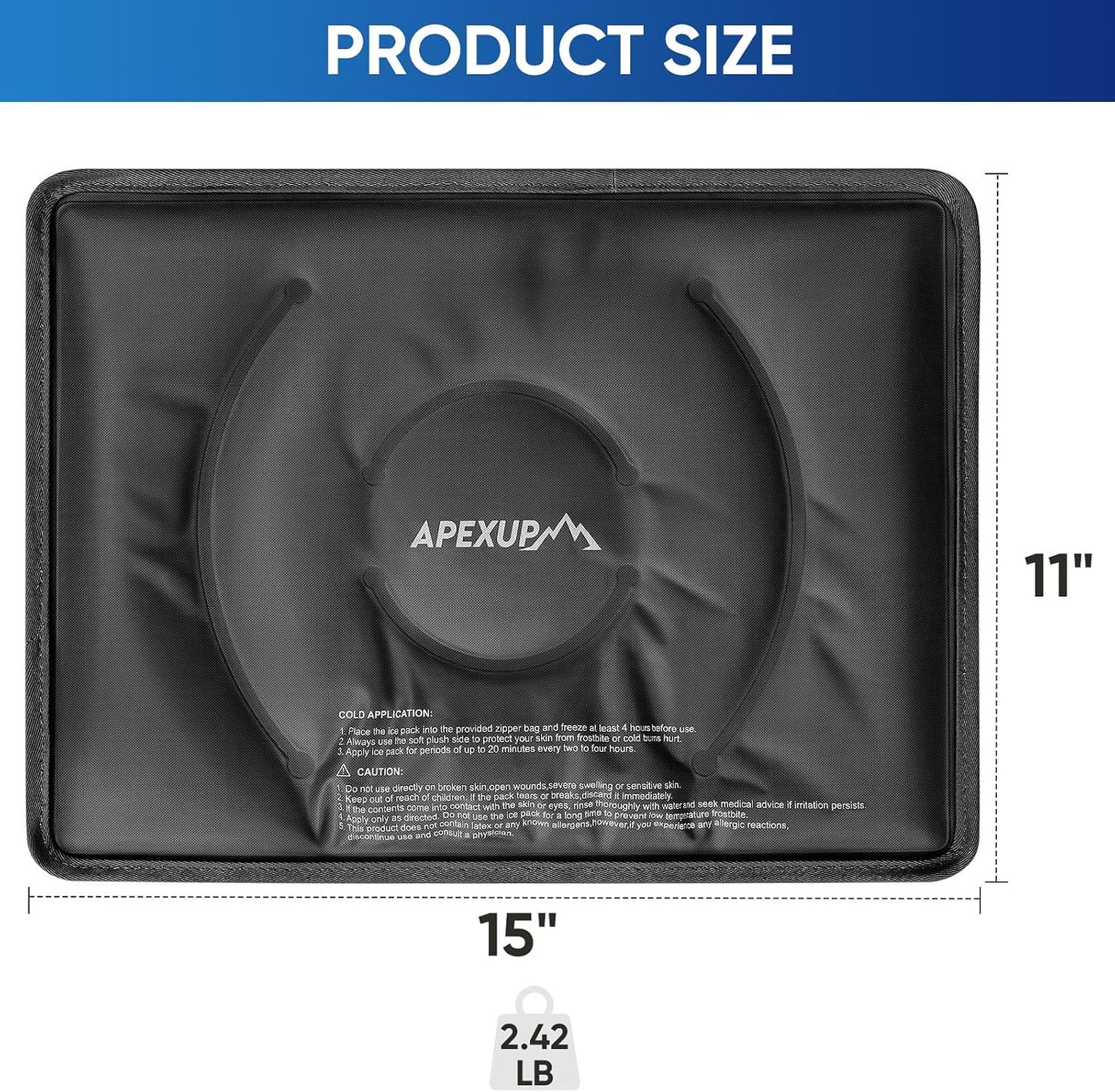 APEXUP Gel Ice Packs for Injuries Reusable, Flexible Double Sided Cold Packs for Injuries, Ice Pack for Knee, Shoulder, Back, Hip, Leg, Arm (Blue, 11.5"x7.5", 1PK)