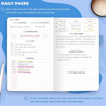 Clever Fox Self-Care Journal – Daily Reflection Notebook – Mental Health & Personal Development Planner, Meditation & Mood Log, A5 (Aquamarine)