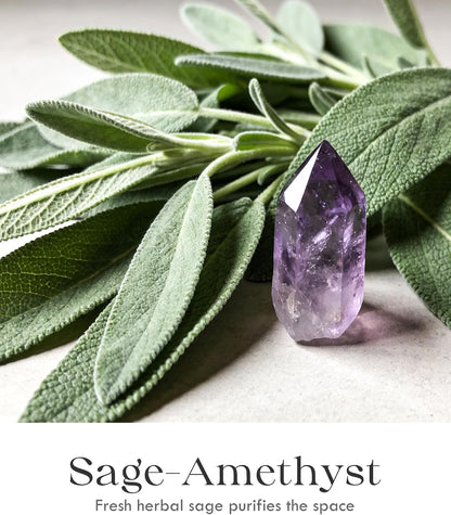 AOOVOO Sage Candle for Cleansing - 3 Wick 12oz Large Scented Candle with Crystals & Sage Leaves Inside, Soy Candles Non Toxic for Meditation Spiritual Gift, Aromatherapy Candle for Women Men