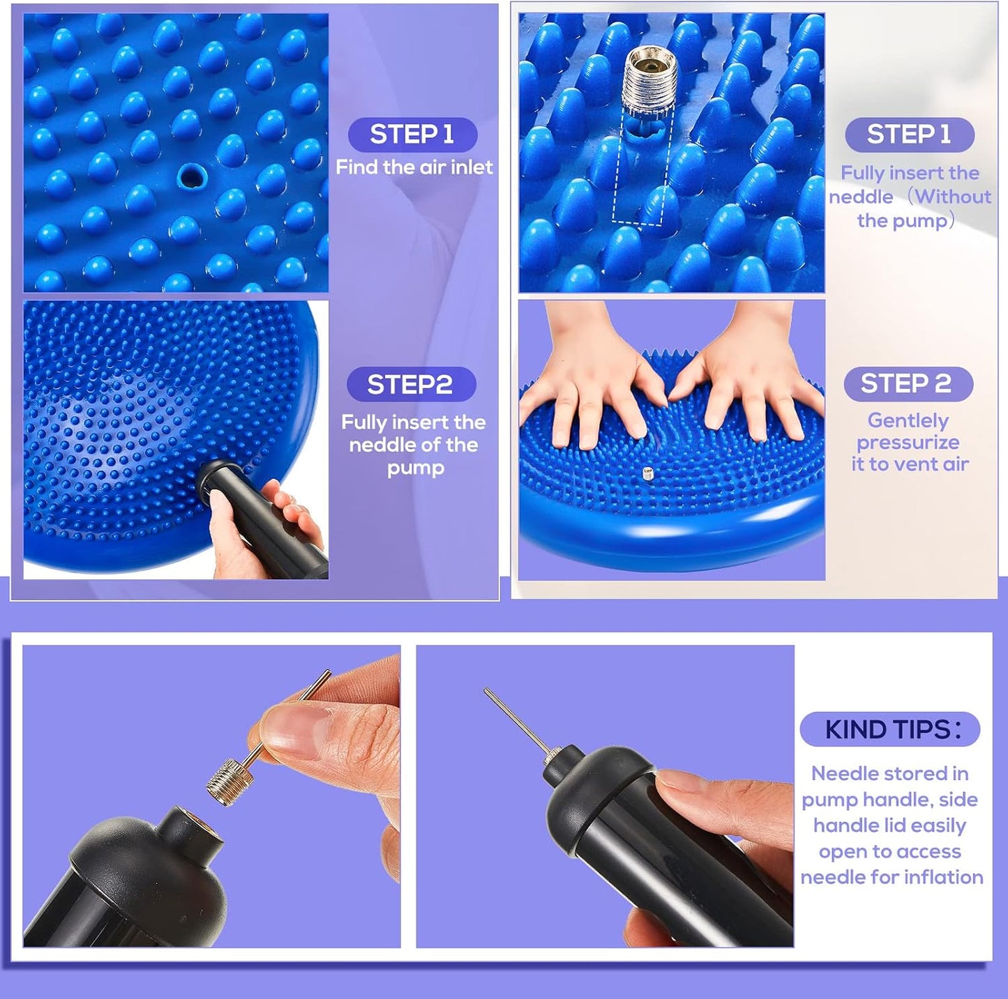 8 Pcs Balance Disc Set with Hand Pump, Wobble Cushion, 3 Balance Pods & 4 Spiky Massage Balls, for Sensory child, Balancing Training, Physical Recovery, Exercise, Adults, Dogs