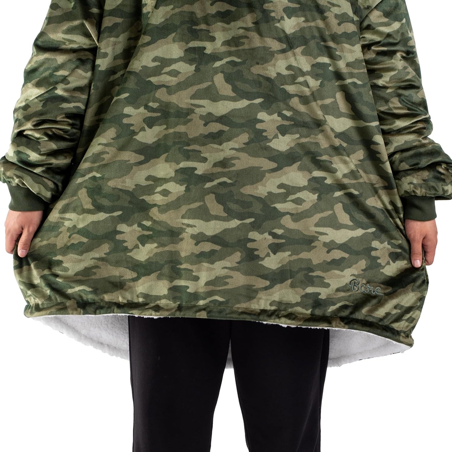 Bare Home Wearable Blanket Hoodie - Soft Plush Sherpa - Warm and Cozy - Oversized Wearable Blanket