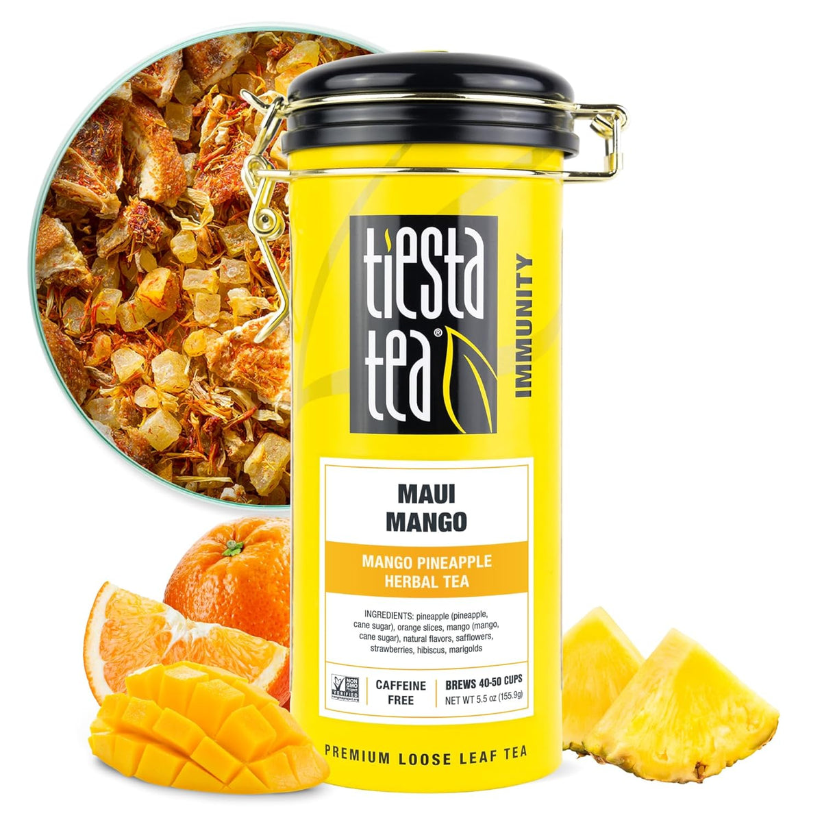 Tiesta Tea Maui Mango, Loose Leaf, Mango Pineapple Herbal Tea, 5.5oz