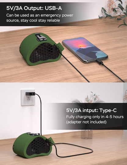 AddAcc Portable Waist Fan, 10000mAh Battery Operated, Rechargeable Clip On Belt, 10 Speed, 12000RPM Strong Airflow, Max 24H Working Time, Personal Shirt fan for Outdoor Work Jobsite Farms