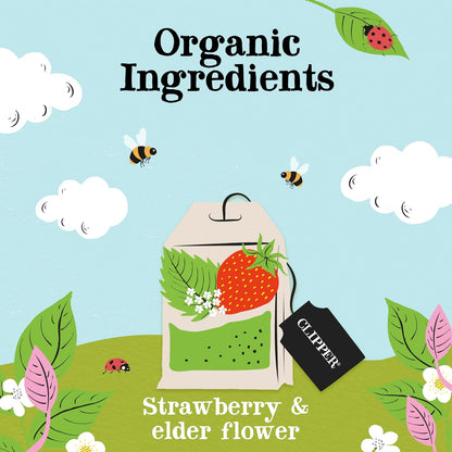 Clipper Organic Strawberry & Elderflower Herbal Tea, 50 Tea Bags