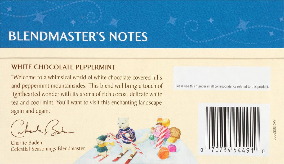 Celestial Seasonings White Chocolate Peppermint White Tea Bags, Great For Stocking Stuffer, 20 tea bags (Pack of 2)