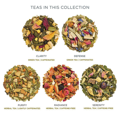 Tea Forte Premium Petite Presentation Box Gift Set Sampler, 10 Count, 2 of Each Blend Individually Wrapped Handcrafted Pyramid Infuser Bags, Demoiselle Tea