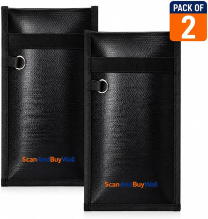 Faraday Bag for Phones (2 Pack) – Signal Blocking Pouch - Blocks Cell WiFi Bluetooth GPS RFID & NFC - Privacy Protection Faraday Phone Bag for Phones Credit Cards Passports & Key Fobs – 7.9" x 4.7"