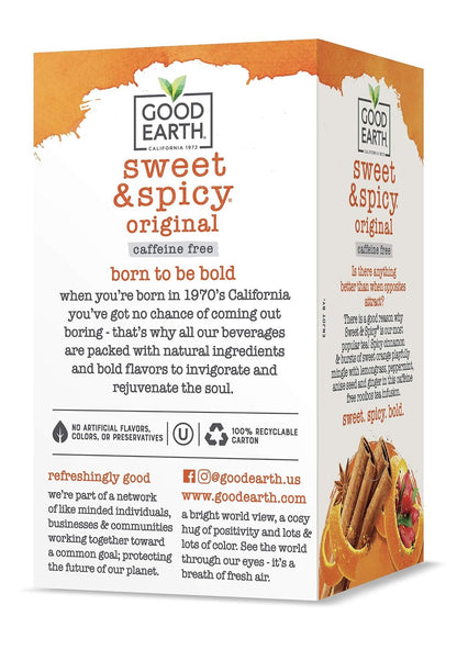 Good Earth Herbal Tea, Sweet & Spicy, Caffeine Free, Packaging May Vary, 18 Count, Pack of 6