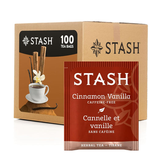 STASH Cinnamon Vanilla Herbal Tea, 100 Bags Bulk Pack, Caffeine Free