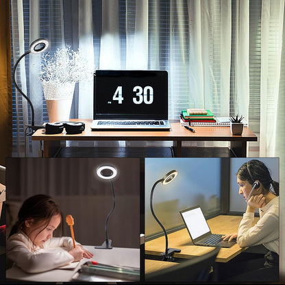 Woputne Desk Lamp Clip on Light for Bed Book Reading (Black)