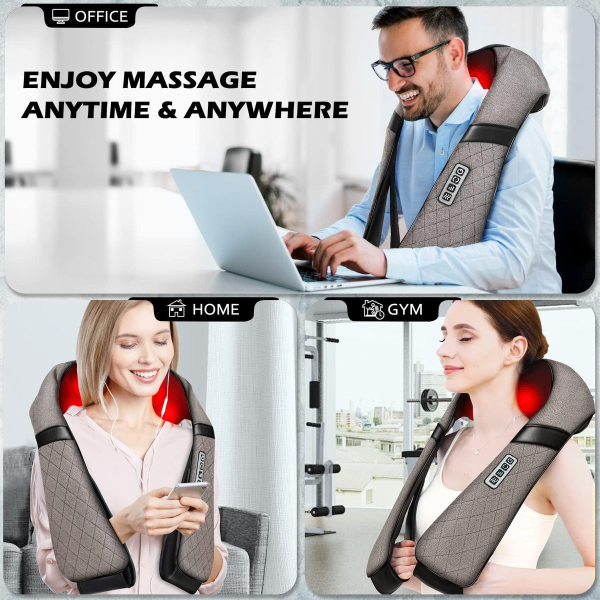 Blue Elf Shiatsu Neck Back Massager,Kneading Electric Massager with Heat