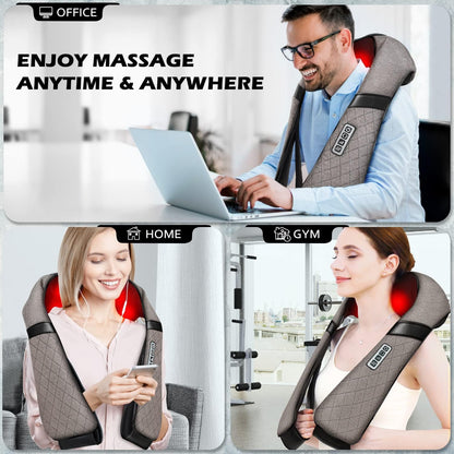 Blue Elf Shiatsu Neck Back Massager,Kneading Electric Massager with Heat