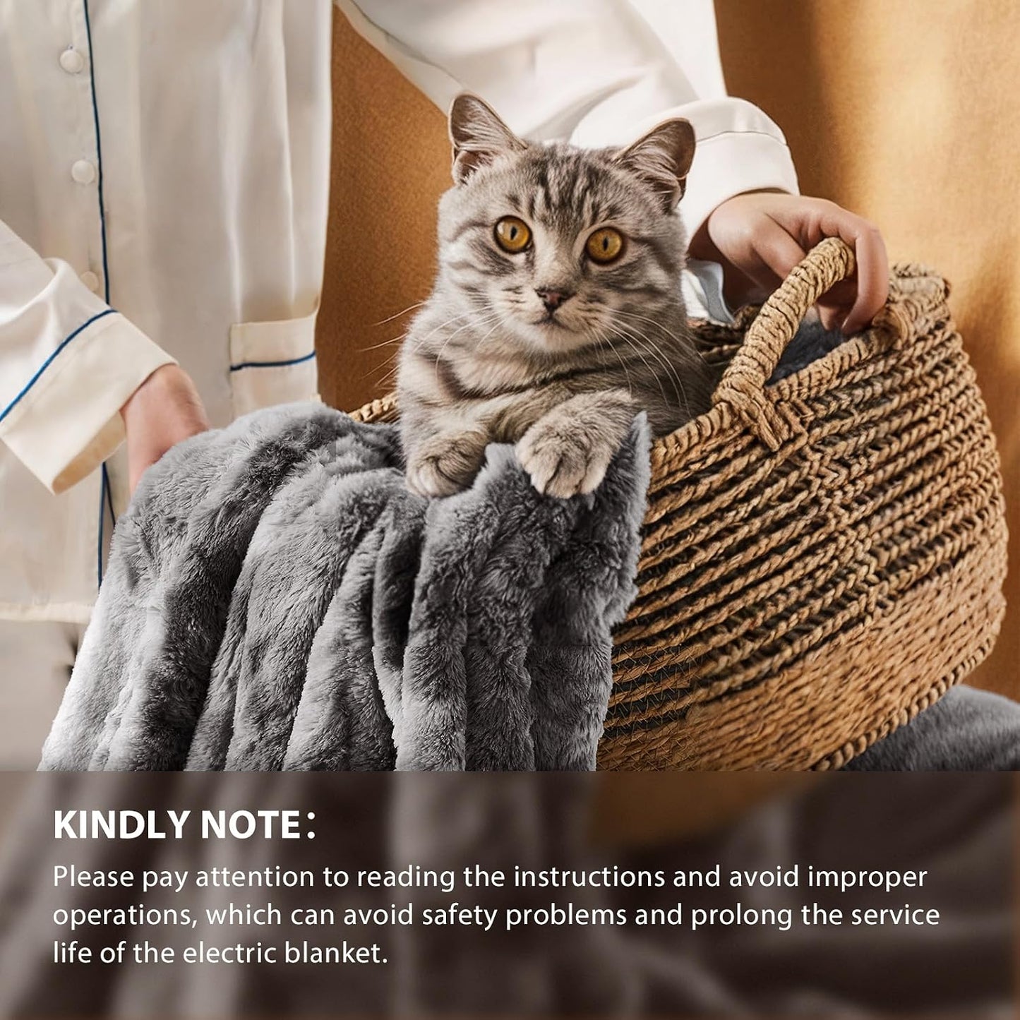 Homemate Heated Blanket Electric Throw - 50"x60" Heating Blanket Throw 1/2/4/6/8 Hours Auto-Off 10 Heat Levels Over-Heat Protection Luxury Faux Fur Sherpa ETL Certification