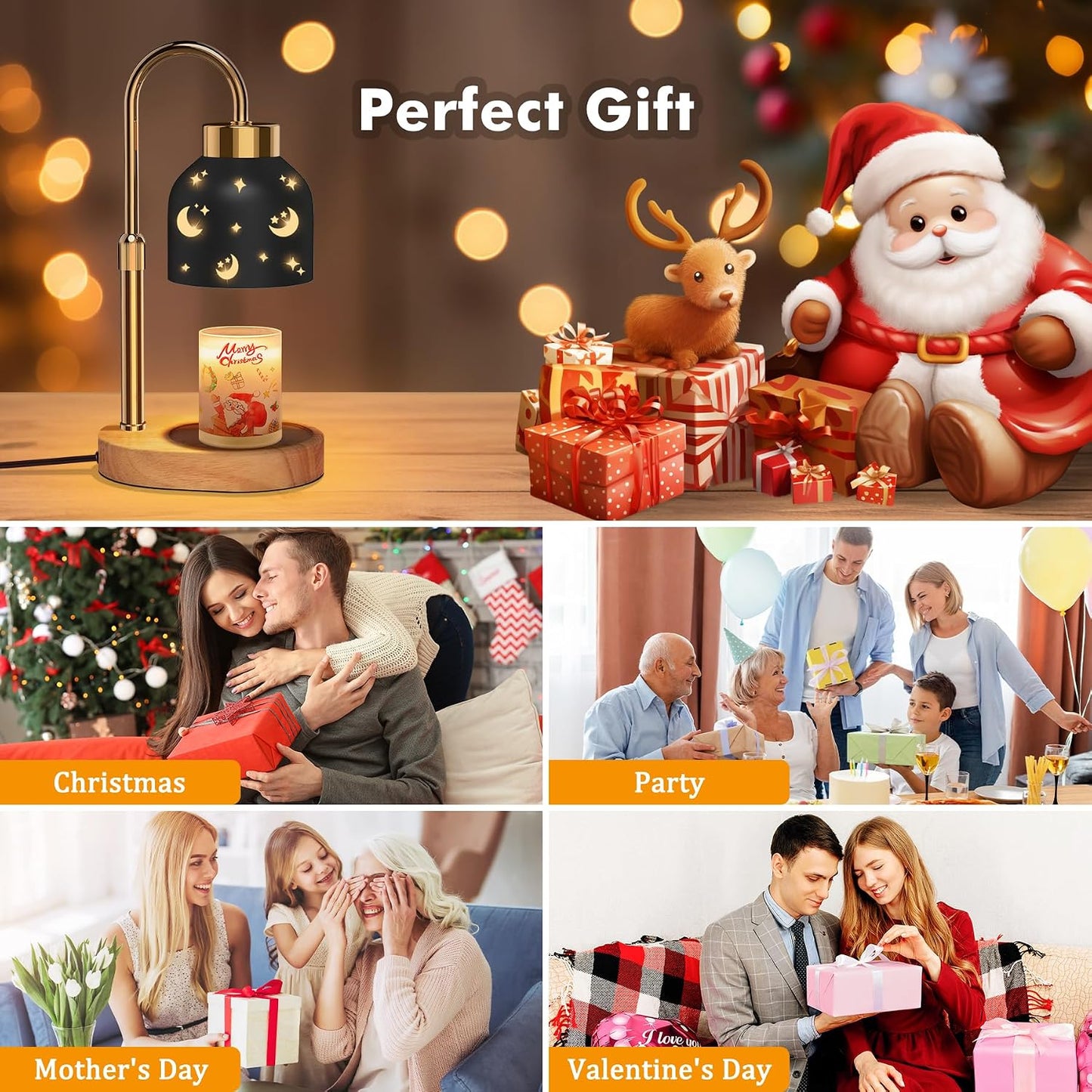 Candle Warmer Lamp with Timer and Dimmer, Height and Brightness Adjustable, Black Electric Wax Warmer for Women Mom, Best Birthday and House Warming Gift New Home Decor