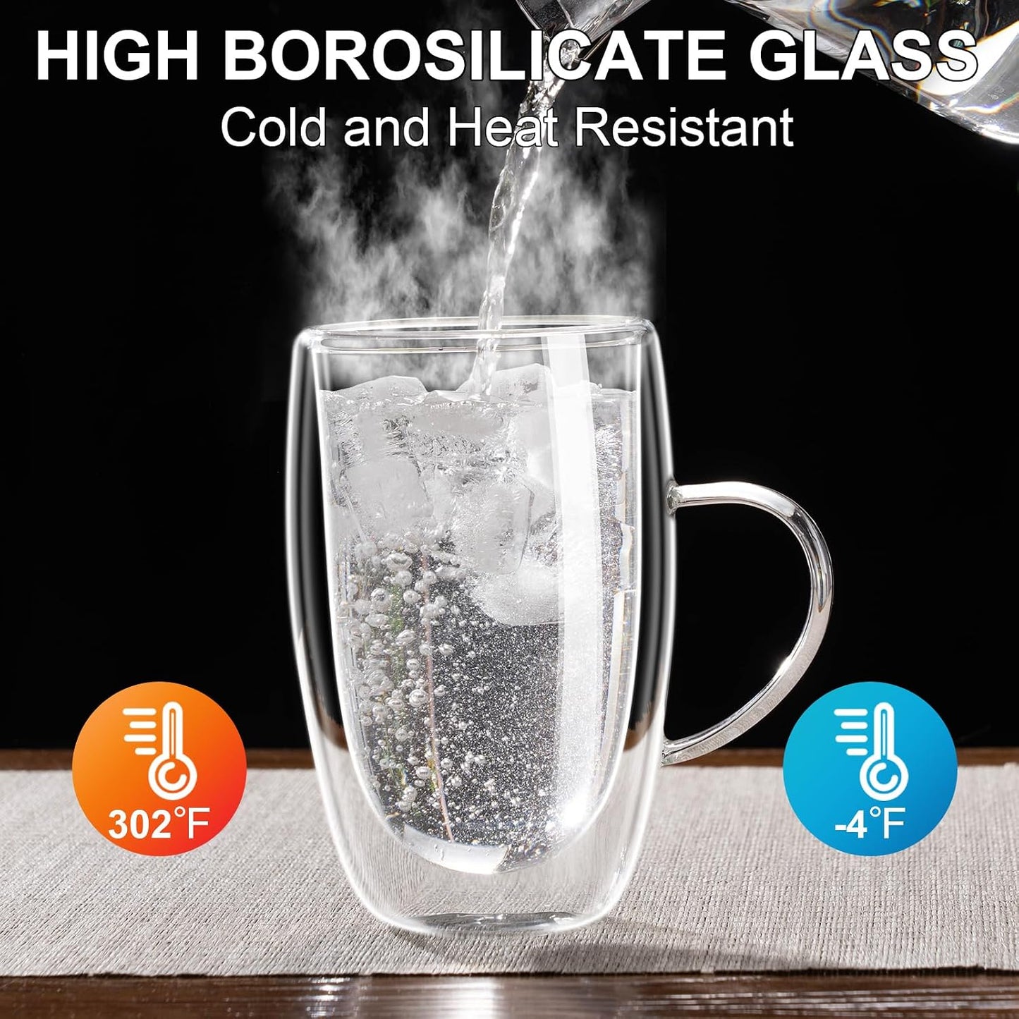 Baalaka Double Wall Glass Tea Cup With Stainless Steel Infuser and Lid, 16oz Borosilicate Glass Tea Mug, Tea Infuser for Loose Leaf Tea, Teas Gifts for Lovers