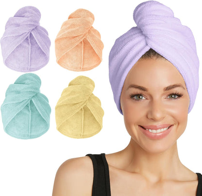 Turbie Twist 2-Pack Microfiber Hair Towel for Beauty, Travel, Gifting - Hair Wrap Turban for Straight, Wavy & Curly Hair - Premium Personal Care - Dark Purple & Light Purple