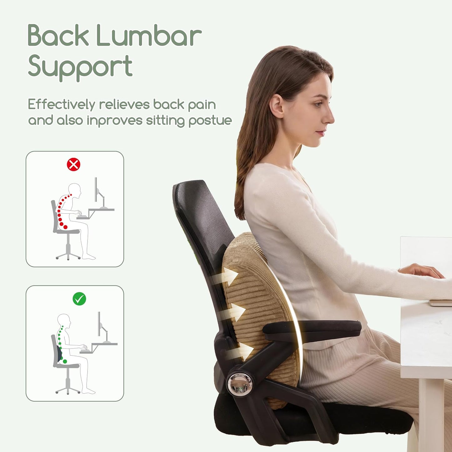HIGOGOGO Lumbar Support Pillow for Recliner Chair/Accent Chair/Couch, Memory Foam Back Support Cushion for Elderly, Recliner Cushions for Back Rest, Pain Relief, Reading, Washable Cover, Dark Grey