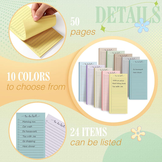 Censen 10 Pack 500 Sheets to Do List Notes Daily Checklist Notepad with 50 Sheets Undated Memo Pad Color Block Shopping List Weekly Plan Notepad Organizer Planners(Light Morandi,Lined)