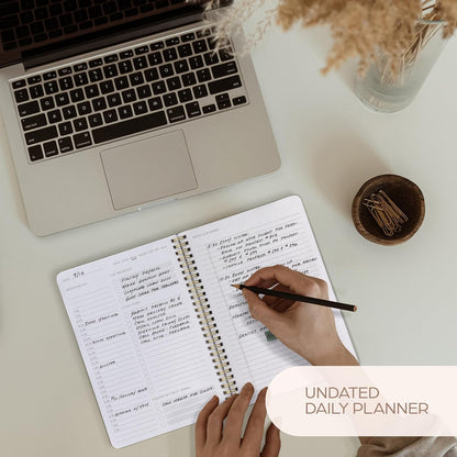 Beautiful Daily Planner And Notebook With Hourly Schedule - Spiral Notebook