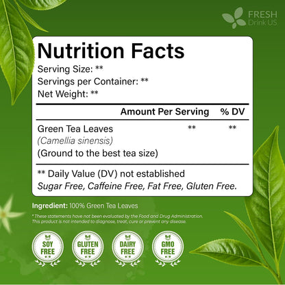 FreshDrinkUS, Premium Green Tea Bag, 175 Count, Pure, Resealable Pouch