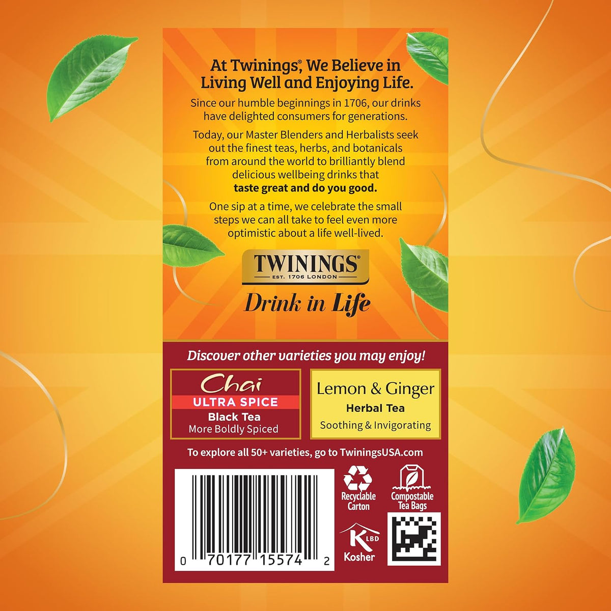 Twinings Chai Black Spiced Tea Bags, 20 CT Box (1 Pack)