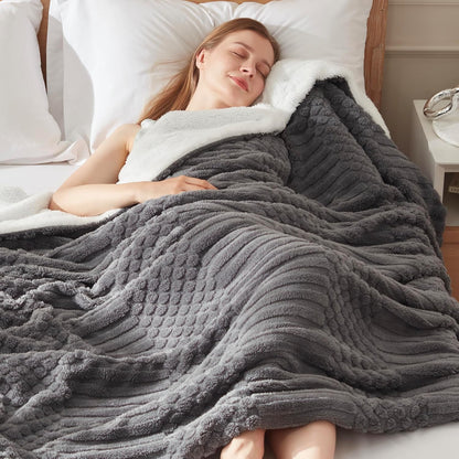 Heated Throw Blanket - Fast Heating 3D Jacquard Electric Heated Blanket, Cozy Heating Blanket with 6 Heating Settings & 4 Hours Auto-Off, Machine Washable, 50"x60", London Grey