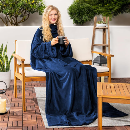 PAVILIA Wearable Blanket with Sleeves for Adult Women Men, Cozy Fleece Warm Wrap Throw with Arms, Gifts for Christmas, Wife