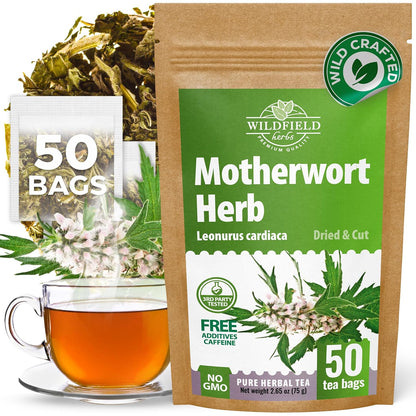 50 Bags Motherwort Tea Dried Motherwort Herb (Leonuri Herba) - 50 Tea Bags 1.5g Leonurus