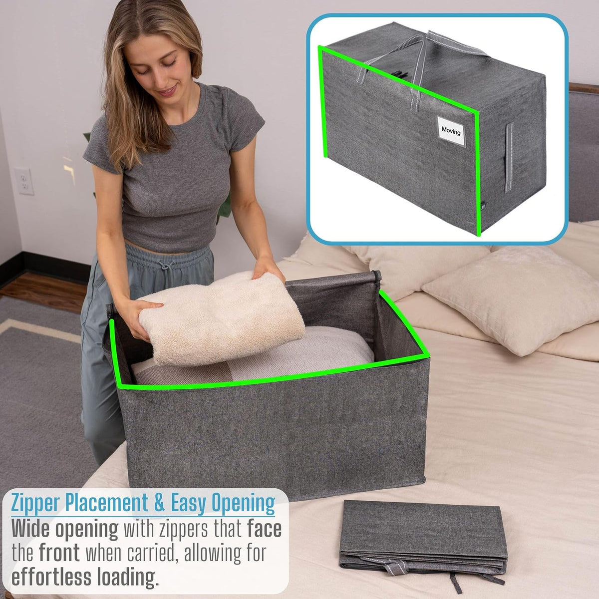 VENO Clear Extra Large Moving Bags & Storage Totes, Heavy Duty Organizer with Reinforced Handles & Strong Zippers for Clothes, College Dorm Essentials, Moving Supplies