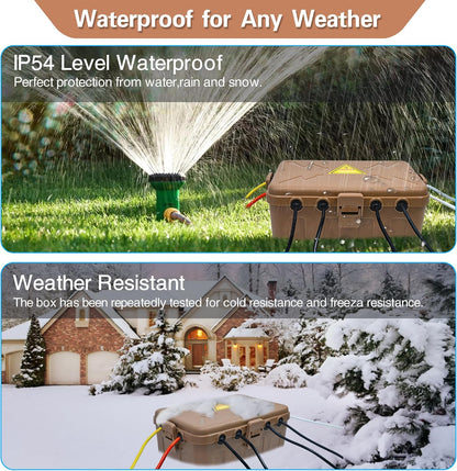 Hrensaw Large Outdoor Electrical Box Waterproof(12.5x8.5x5inch),IP54 Waterproof Outdoor Outlet Covers,Weatherproof Extension Cord Covers Protect Outlet,Plug,Timer,Power Strip,Holiday Light,Black