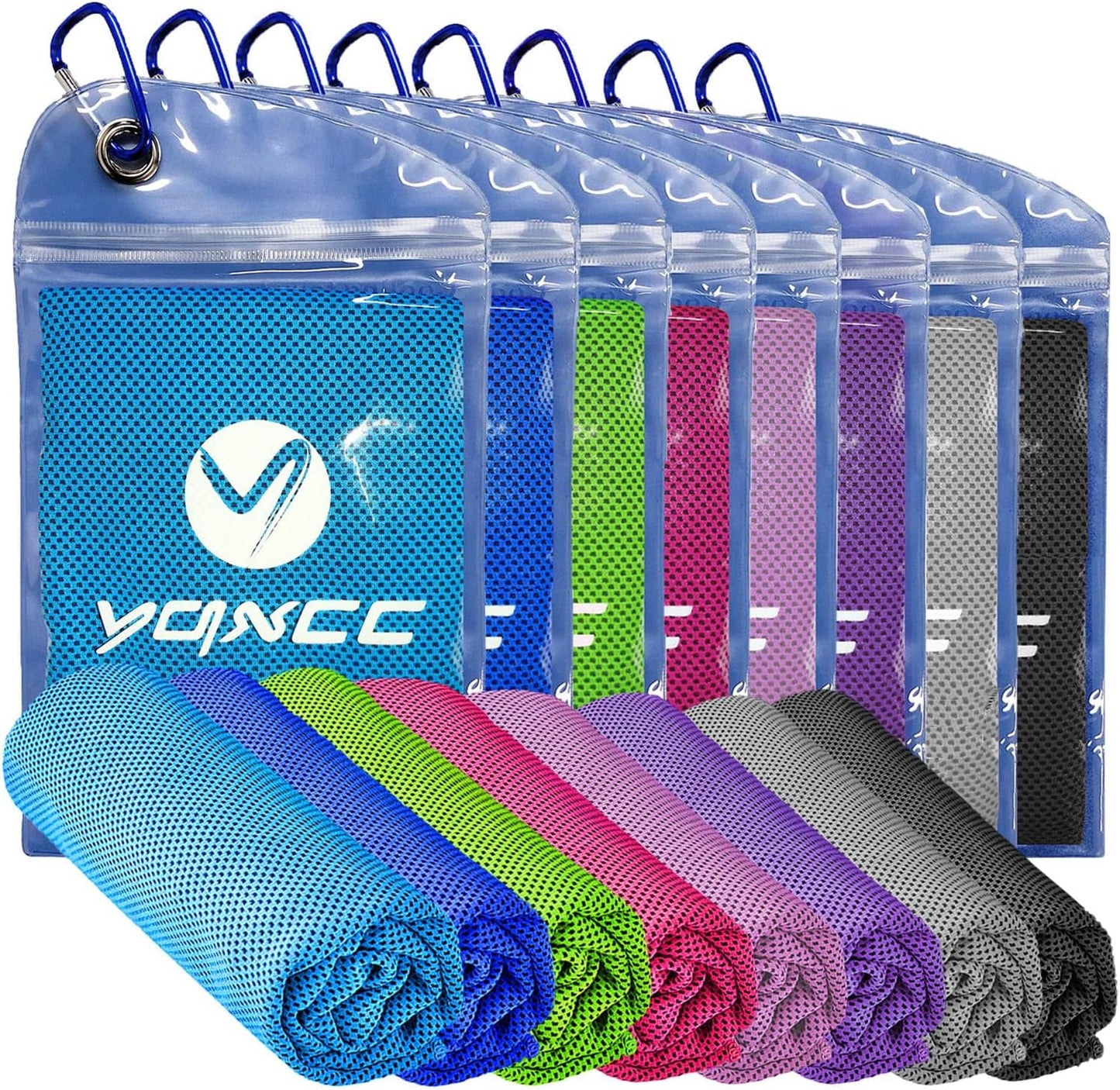 YQXCC 4 Pack Cooling Towels (47"x12"), Ice Cool Neck Towel, Soft Breathable Microfiber for Yoga, Golf, Gym, Running, Camping & Hot Weather