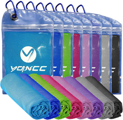 YQXCC 4 Pack Cooling Towels (47"x12"), Ice Cool Neck Towel, Soft Breathable Microfiber for Yoga, Golf, Gym, Running, Camping & Hot Weather