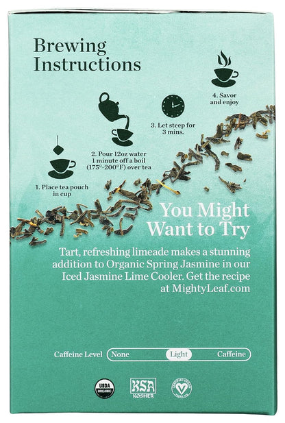 Mighty Leaf Tea Organic Spring Jasmine, Whole Leaf Pouches, 15 ct