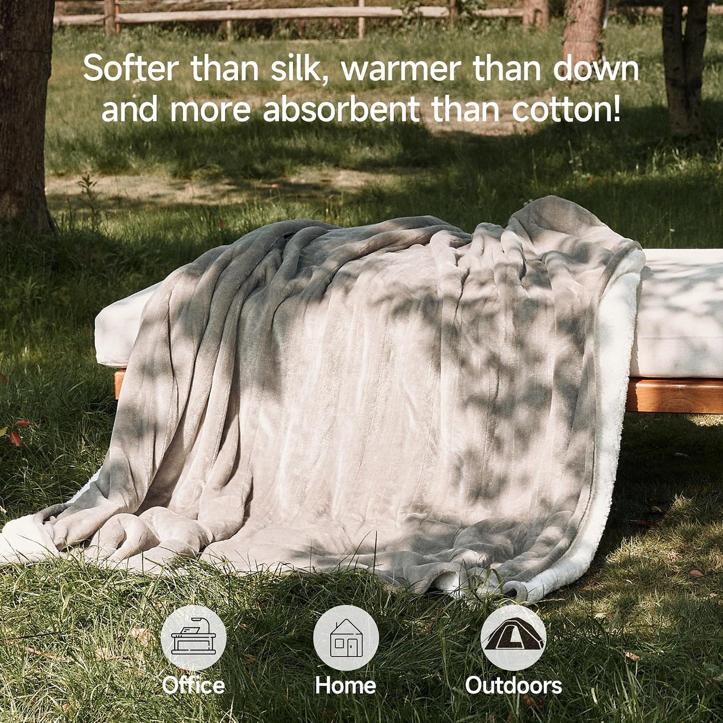 GOTCOZY Heated Throw Blanket, 50''X60'' - Soft Silky Plush Electric Blanket with 4 Heating Levels & 3 Hour Auto Off, ETL Certified, Machine Washable (Grey)