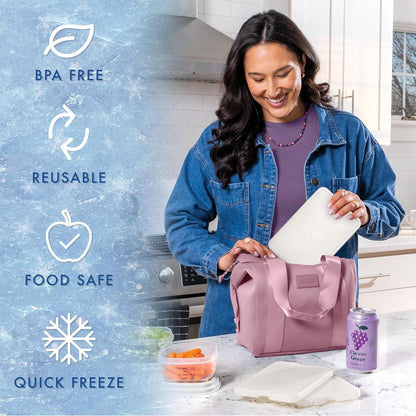 Cool Coolers by Fit & Fresh XL Slim Ice Packs, Quick Freeze Space Saving Reusable Ice Packs for Lunch Boxes or Coolers