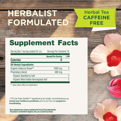 Traditional Medicinals Organic, Hibiscus Tea - Supports Normal Heart Health & Cardiovascular Wellness - Kosher, Non-GMO, Caffeine-Free, Compostable - 16 Tea Bags